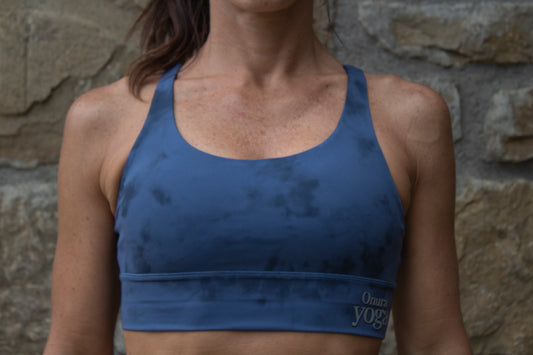 Top Deportivo Estampado Tie-Dye de Espalda Cruzada con Almohadillas Extraíbles