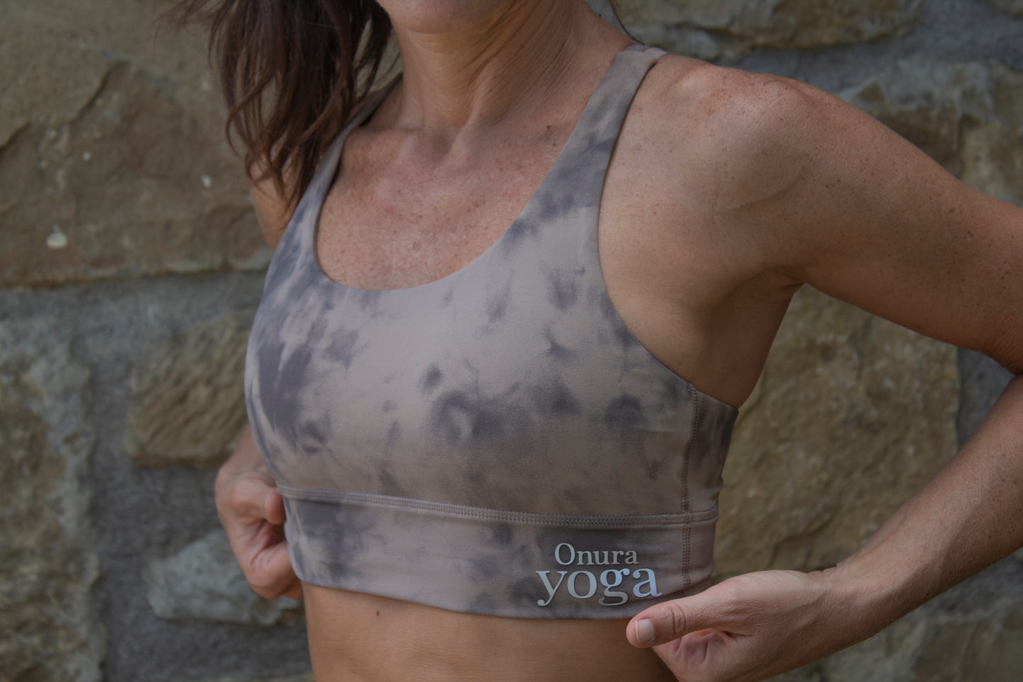 Top Deportivo Estampado Tie-Dye de Espalda Cruzada con Almohadillas Extraíbles